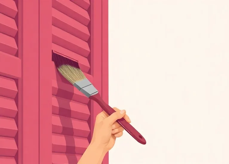Mise en peinture au pinceau de volets et d'encadrements en bois