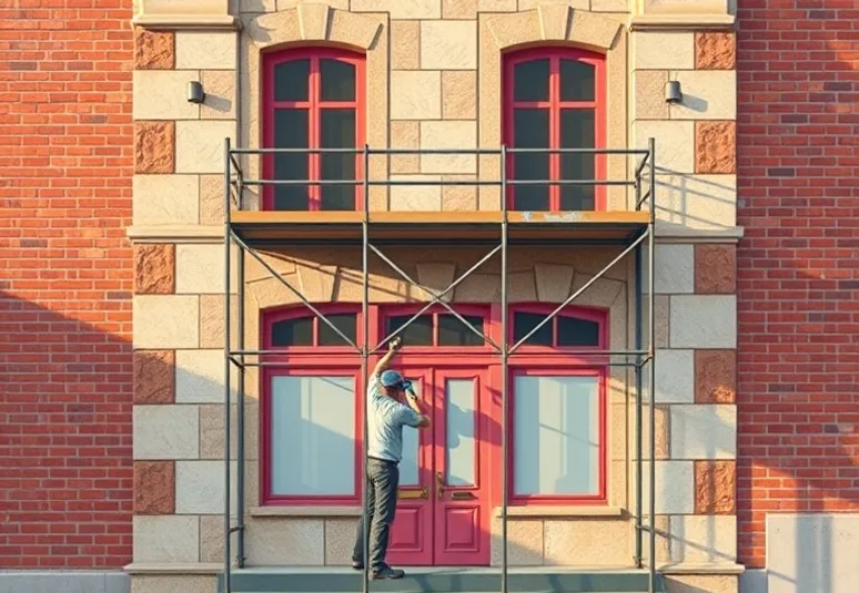Ravalement de façade en pierre, nettoyage et application d'enduit